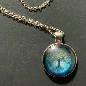 Silver Cabochon Necklace - Tree of life